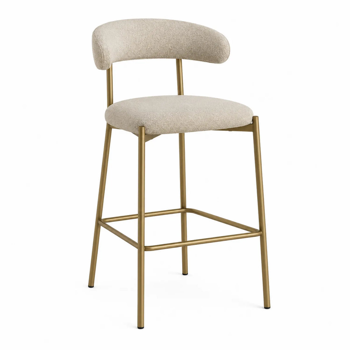 Barhocker Metallrahmen Polyesterstoff Beige 105 cm