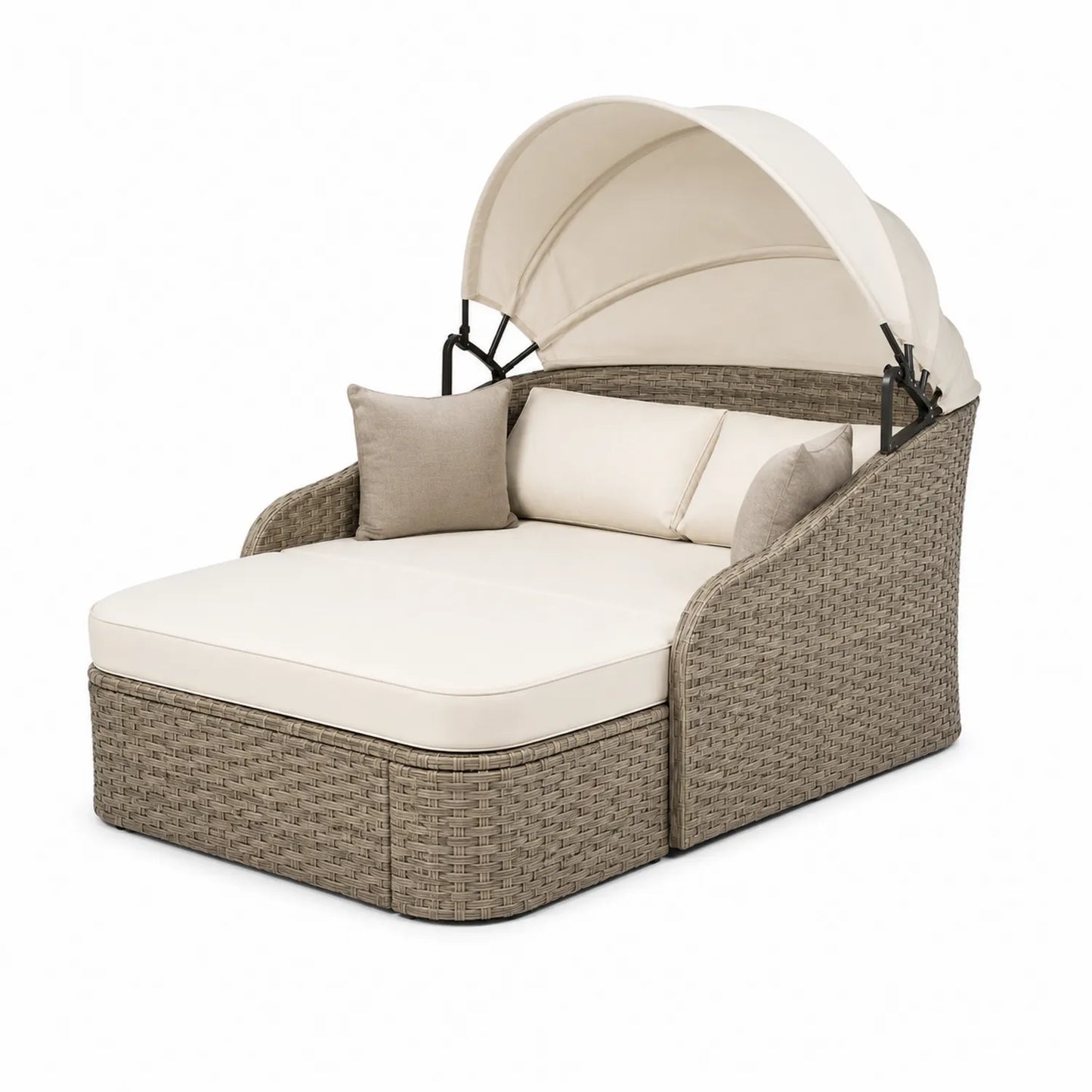 Outdoor Doppel-Liege Polyethylengeflecht Beige 200x140 cm