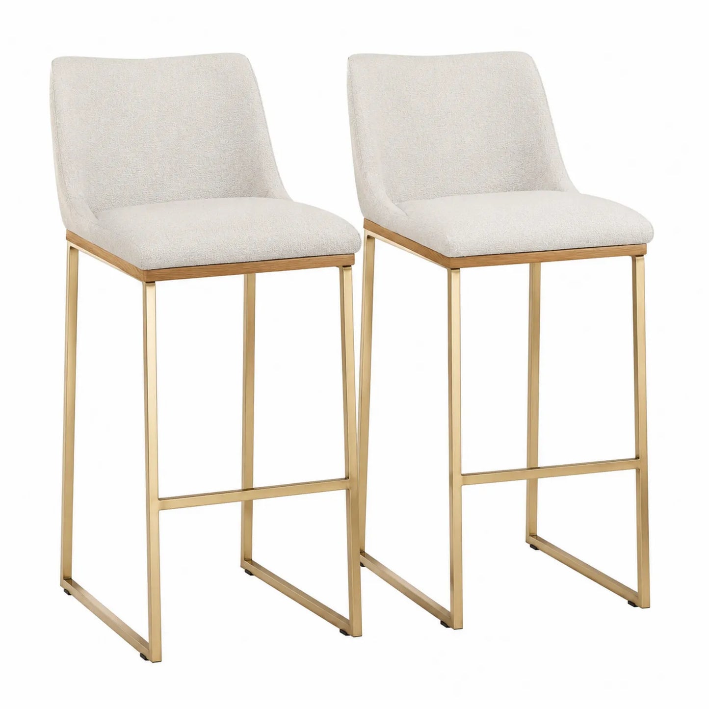 2er Set Barhocker Stoff Beige Stahl