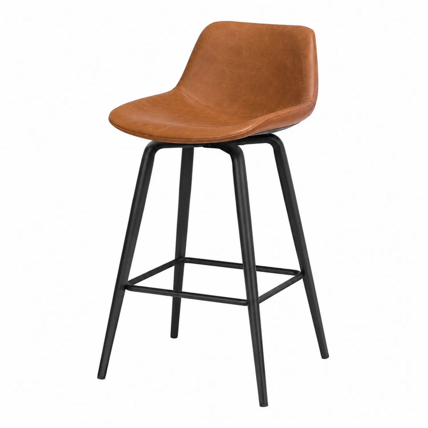 Barhocker Leder Braun Metallgestell