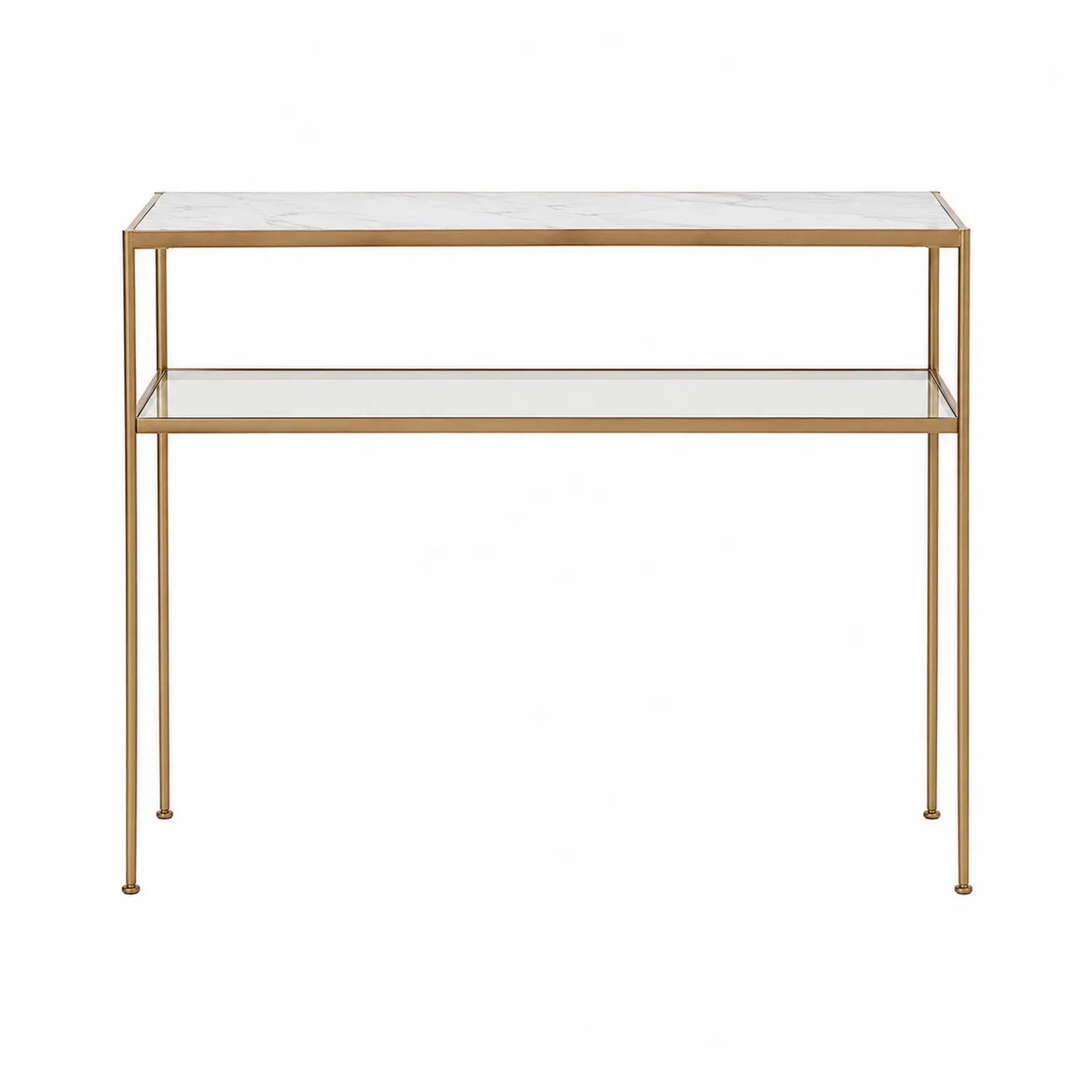 Konsolentisch Marmoroptik Edelstahlrahmen Glas 110 cm