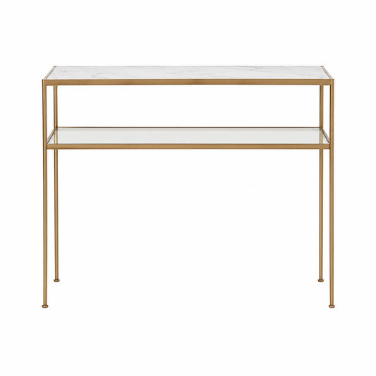 Konsolentisch Marmoroptik Edelstahlrahmen Glas 110 cm