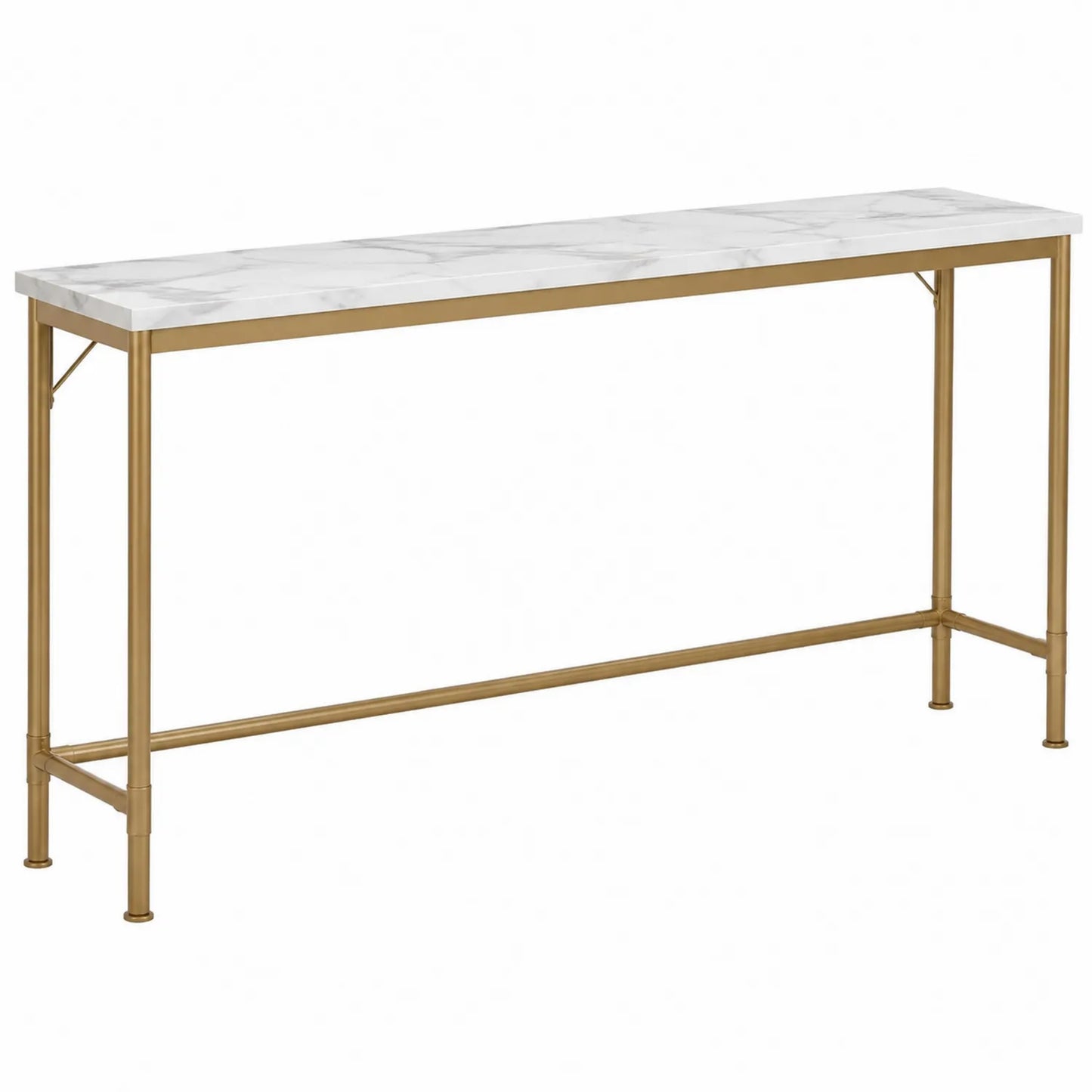 Konsolentisch Marmoroptik Metallrahmen Rechteckig 120x30x80 cm Weiß/Gold