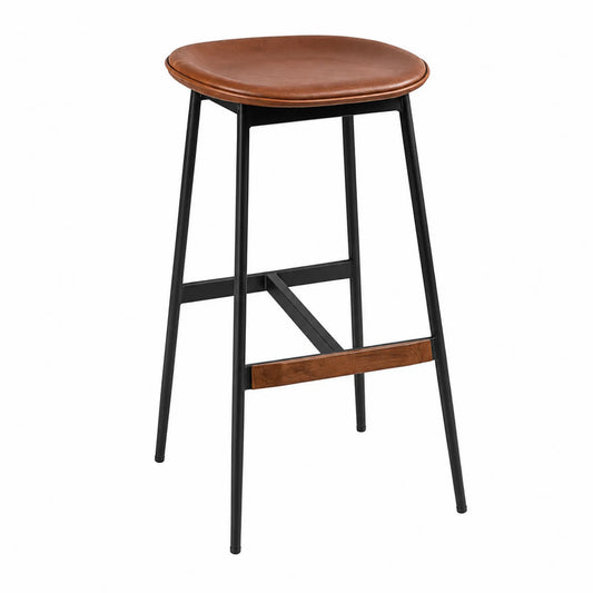Barhocker mit Kunstleder und Metallgestell 75 cm Braun