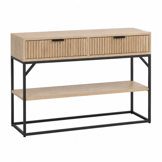 Eiche-Metall-Konsolentisch mit Schubladen 120x35x80 cm